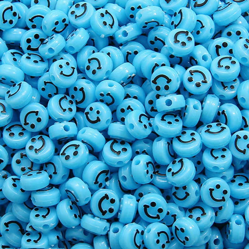 Bộ 50 hạt nhựa acrylic 10mm hình mặt cười dùng làm trang sức thủ công