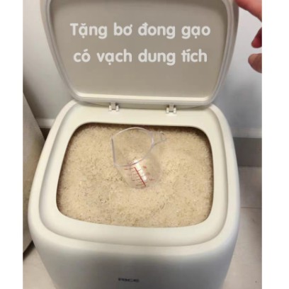 Thùng gạo nhựa vuông thông minh phong cách Bắc Âu 10kg, tặng bơ đong gạo. Thùng đựng gạo thấp, đẹp thời trang cao cấp