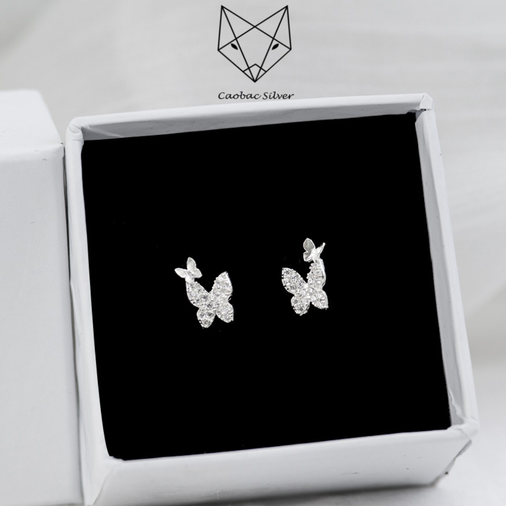 Khuyên Tai Bạc Ta Caobac Silver Bông Nụ Bạc Họa Tiết Cánh Bướm Xinh Xắn Đơn Giản Hợp Làm Quà Tặng Lịch Sự Cho Nữ