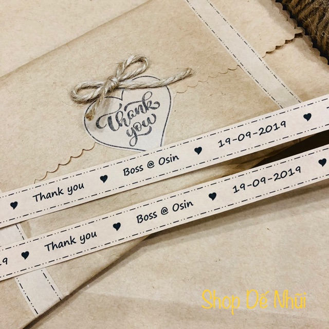 50 Ribbon Giấy Decal Kraft Có Tên Của Bạn