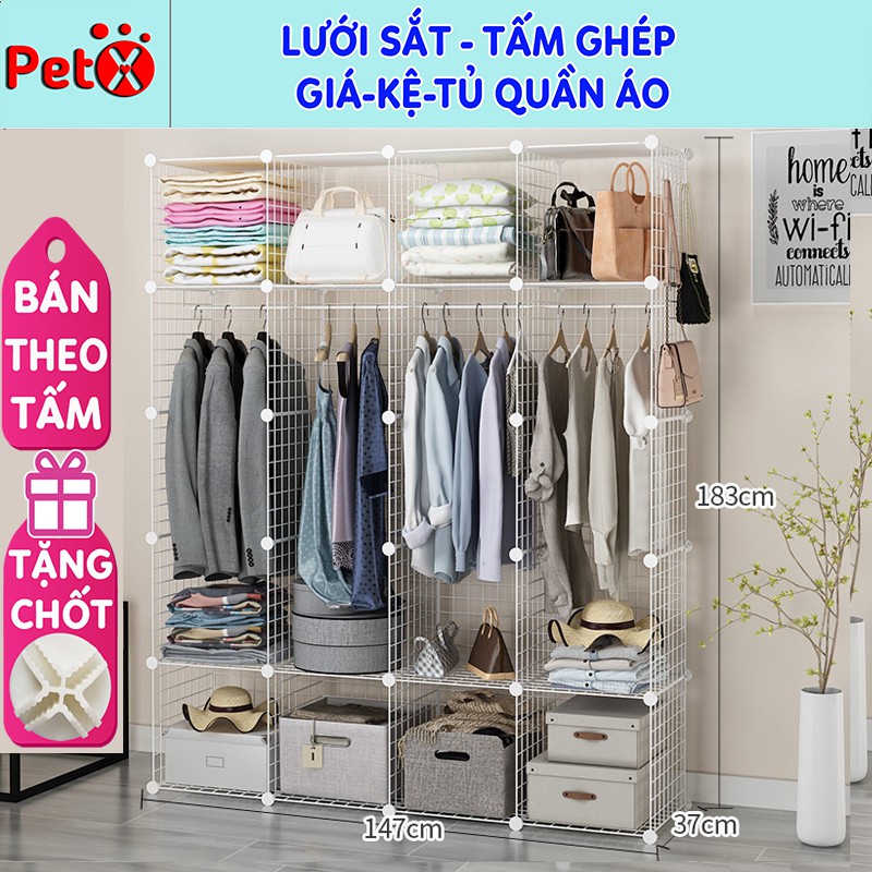 Lưới sắt thép lắp ghép đa năng màu trắng, đen, hồng đào kích thước 35x35cm, 45x35cm (tặng kèm 2 chốt/ tấm)