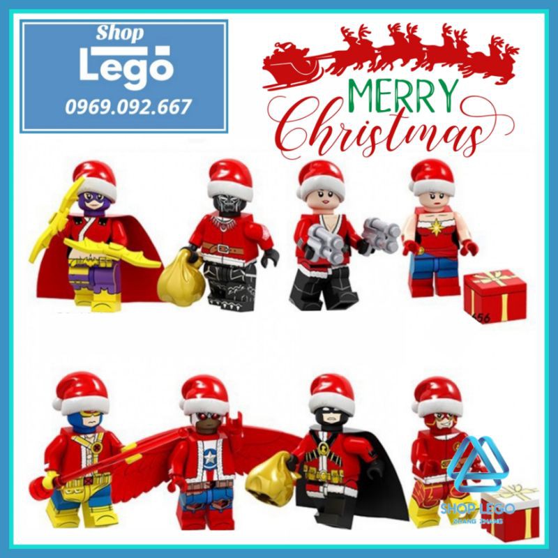 Xếp hình mô hình gồm nhân vật Batgirl - Black Panther - Cyclops - Falcon Robin - Flash Christmas Minifigures POGO PG8189