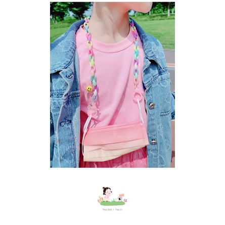 Dây đeo khẩu trang charm gấu-hoa