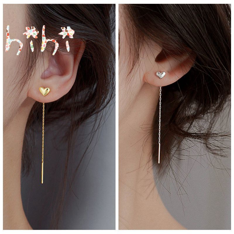 Bông tai hợp kim hình trái tim màu vàng / bạc thời trang cho nữ