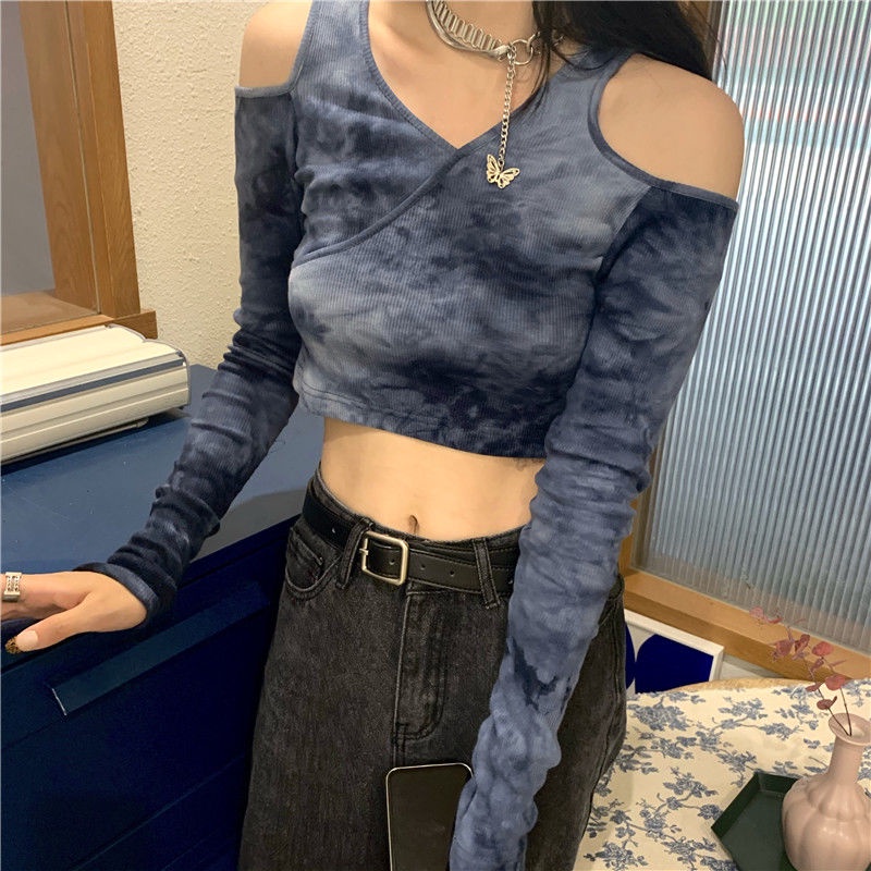 Áo Thun Lửng Tay Dài Nhuộm Màu Thời Trang Mùa Hè Mới Cho Nữ