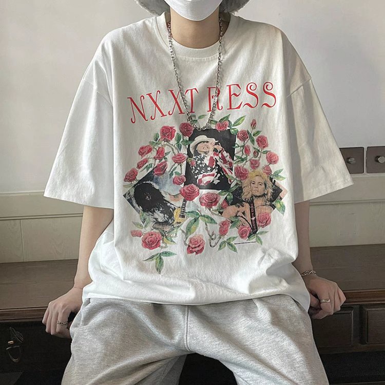 Áo Thun Dáng Rộng In Chữ Phong Cách Hip Hop Đường Phố Hàn Quốc Thời Trang Mùa Hè Cho Nam Cỡ Lớn M-8XL