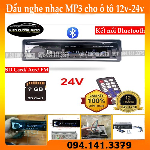 Đầu Nghe Nhạc MP3 cho Ô Tô 12V-24V Kết Nối Bluetooth USB SD Card Aux FM