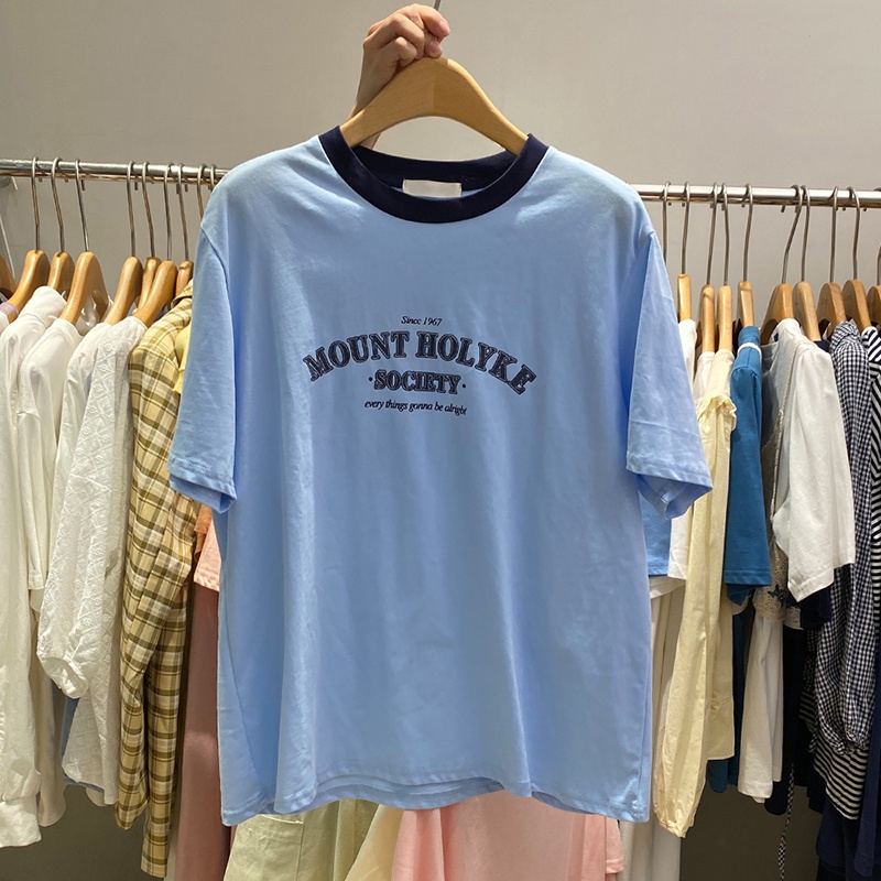 SUXI Áo Thun Tay Ngắn In Chữ Thiết Kế Mới Thời Trang Mùa Hè Theo Phong Cách Hàn Quốc Cho Nữ