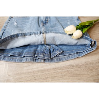 Quần váy jean (váy bò) xước nhẹ