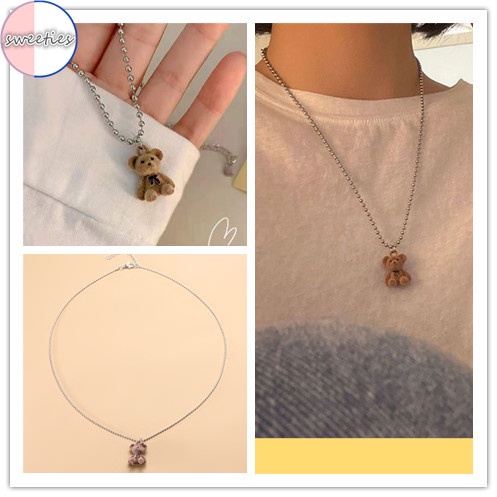 Vòng cổ mặt hình gấu dễ thương phong cách punk hip hop dành cho nữ