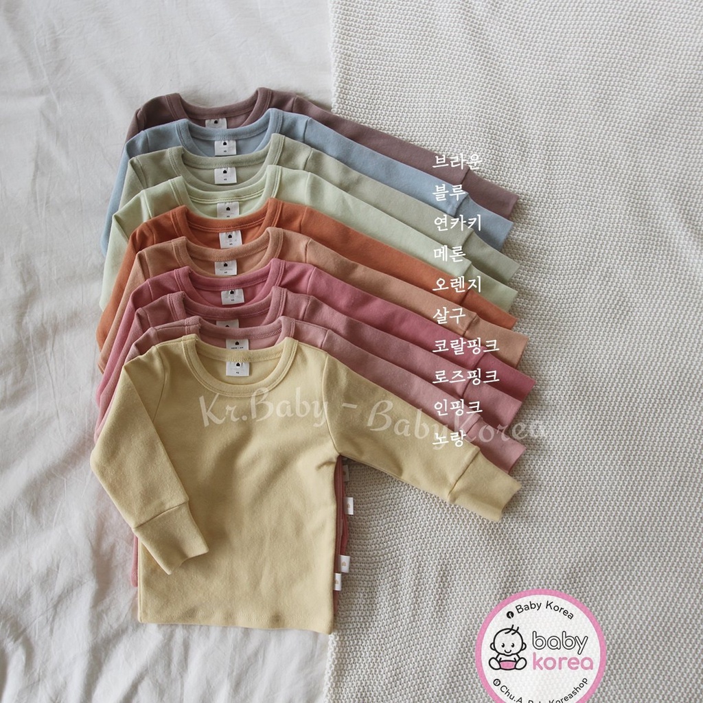 Bộ áo kèm quần trơn giữ nhiệt Caramel Made in Korea cho bé trai bé gái chính hãng Hàn Quốc thời trang trẻ em BABYKOREA
