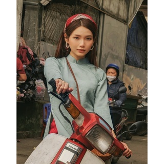Set Áo Dài Rosemary Lụa Tây Thi Xanh Ngọc