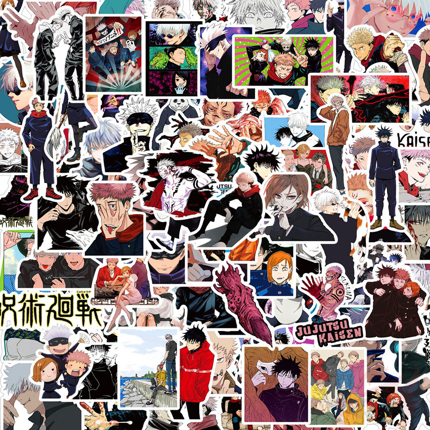 Bộ 100 miếng hình dán họa tiết jujutsu kaisen anime yuji itadori chống thấm nước chủ đề A DIY