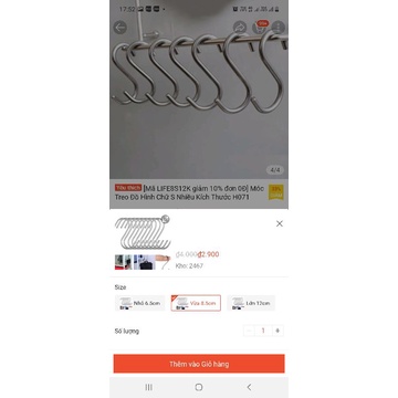 Móc chữ S bằng INOX