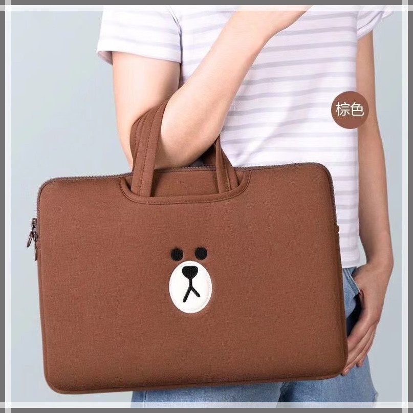⭐️ READY STOCK⭐️Túi chống sốc laptop Macbook gấu Brown Hàn Quốc có quai cầm 11 12 13.3 14 15 15.6inch