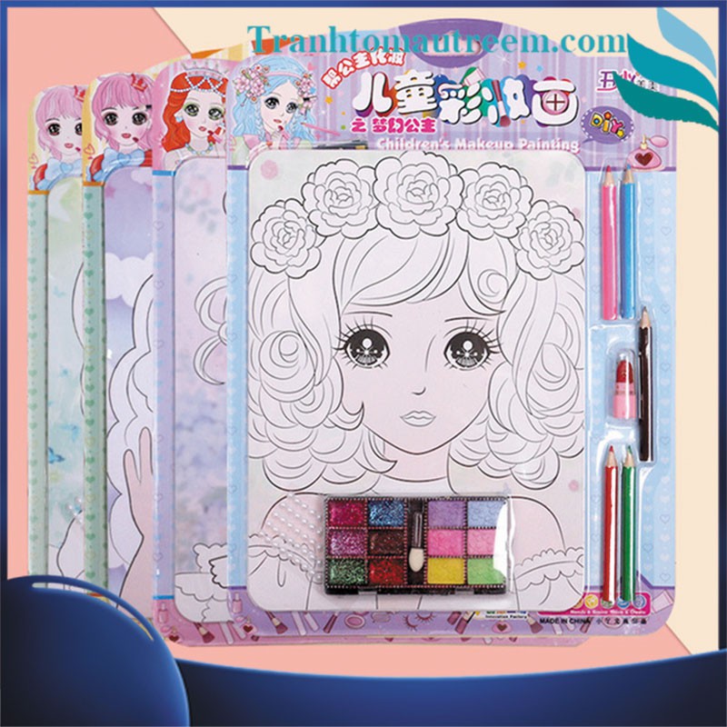 Tranh Tô Màu Trang Điểm Công Chúa Kèm Son