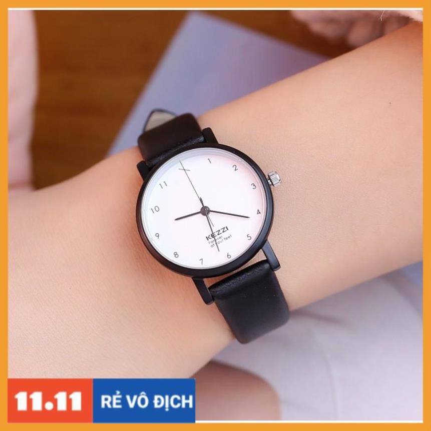 [Hàng chính hãng] Đồng hồ nam nữ Kezzi 1772 hàng chính hãng dây da thật