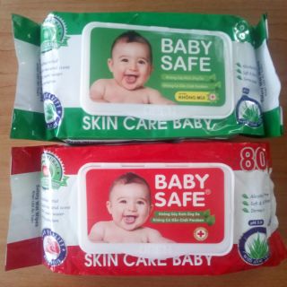 Khăn ướt em bé BABY SAFE/BABY WIPES - không mùi & có mùi 80g/gói.