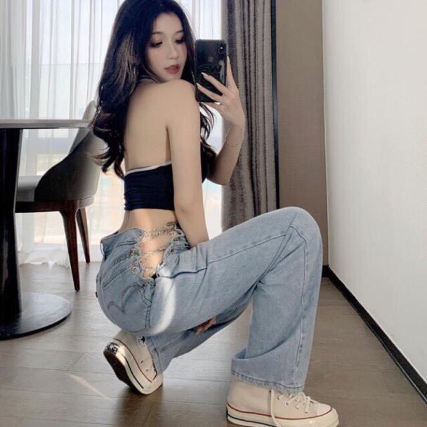 Quần Jean Lưng dây xích, Mẫu Siêu Xinh Siêu hot 2021