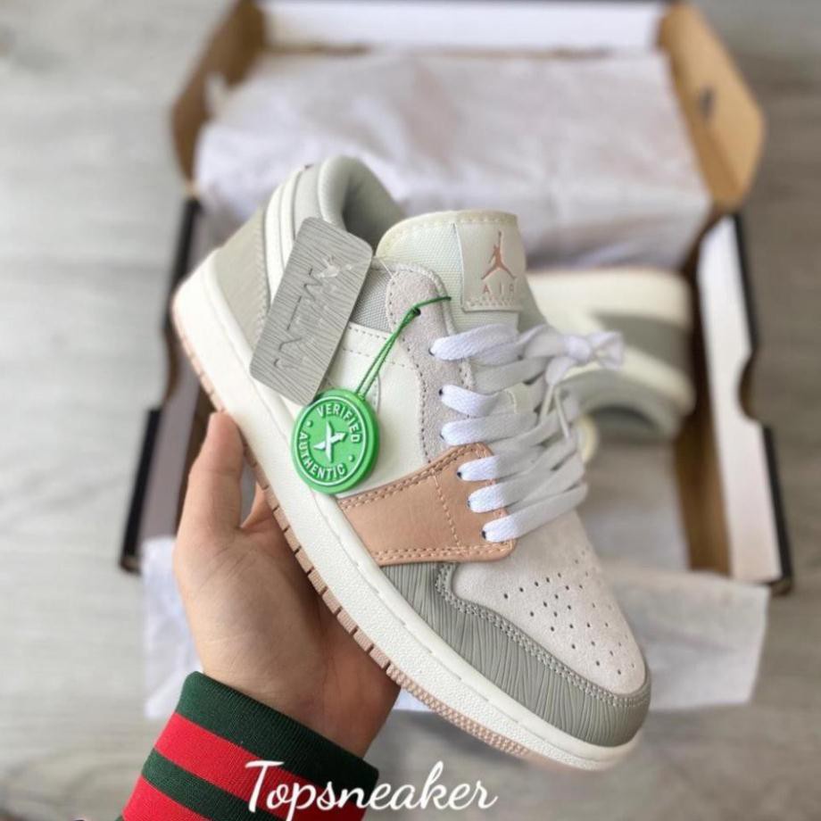 Giày Jordan 1 cổ thấp màu hồng đất Milan nam nữ, Giày Jordan 1 Milan bản đẹp phối đồ dễ đầy đủ bill box