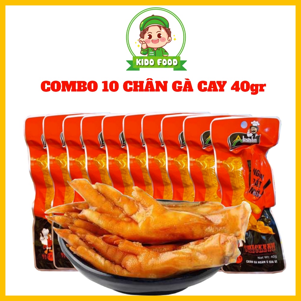 Combo 10 Chân gà cay Việt Nam thương hiệu Alishan, ướp xì dầu, tỏi, ớt, hương vị từ chân gà Tứ Xuyên, KD10