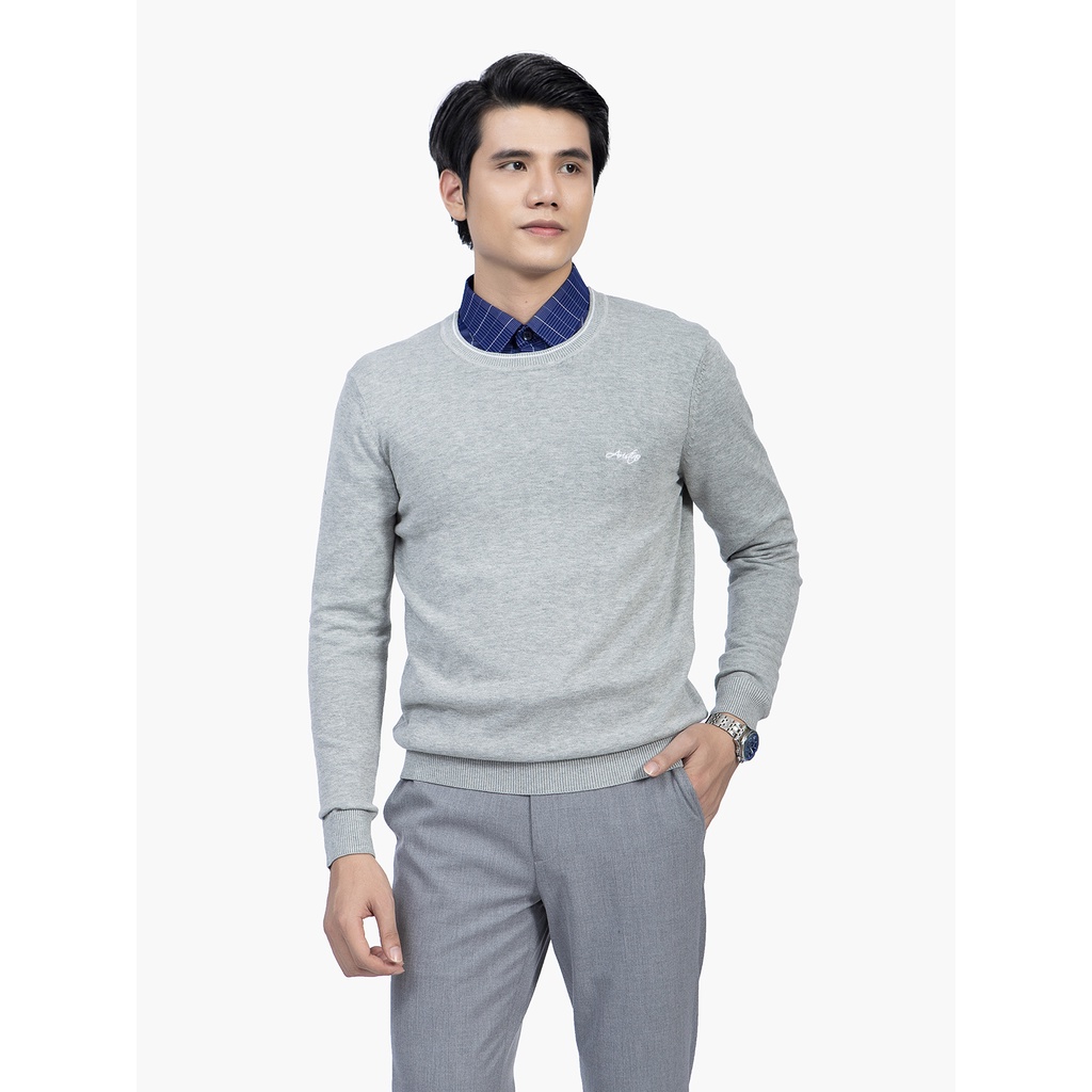 Áo len nam Aristino cotton nhẹ ấm , thiết kế đơn giản dễ phối đồ  AWO005W1