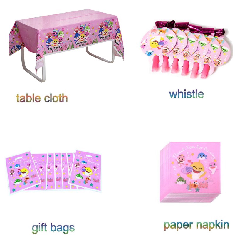 Bộ dụng cụ bàn ăn bằng giấy chủ đề cá mập dành cho bé