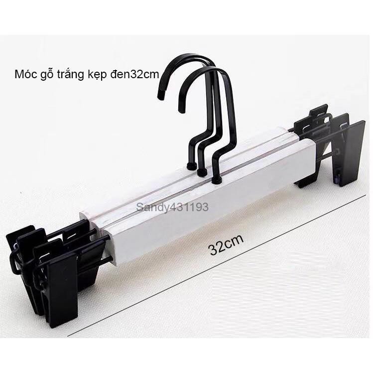Móc Kẹp Gỗ Trắng Kẹp Sơn Đen Cao Cấp 32cm ( 1 móc )