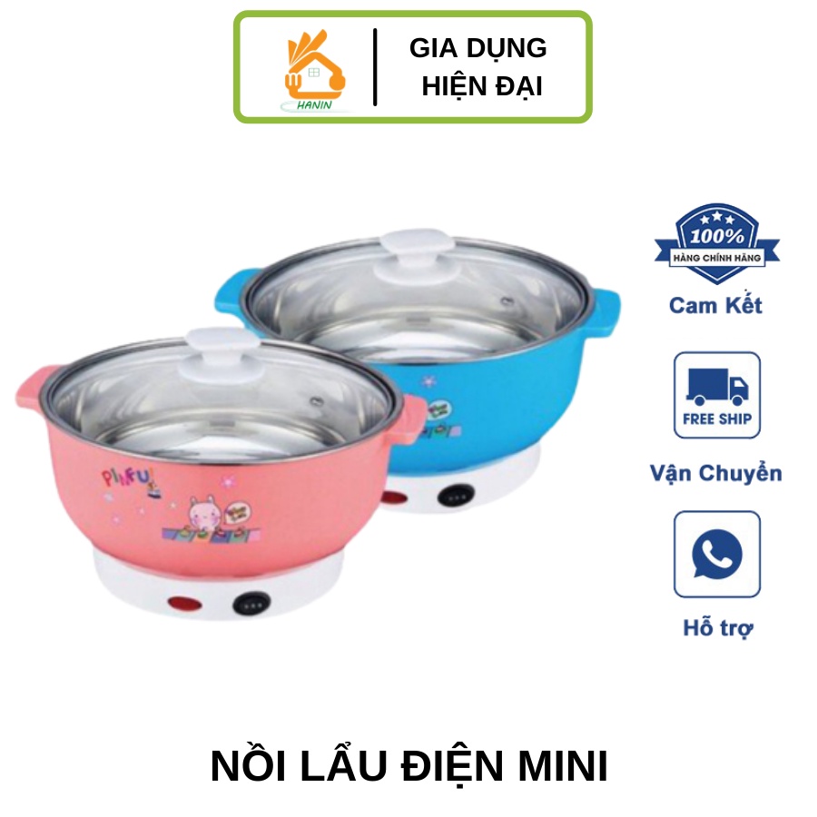 Nồi Lẩu Điện Mini Công Suất 1000W Chất Liệu Inox 304 Cao Cấp - Nồi Lẩu Điện Đa Năng NIKAI Xào Nấu Tiện Lợi, Vung Kính