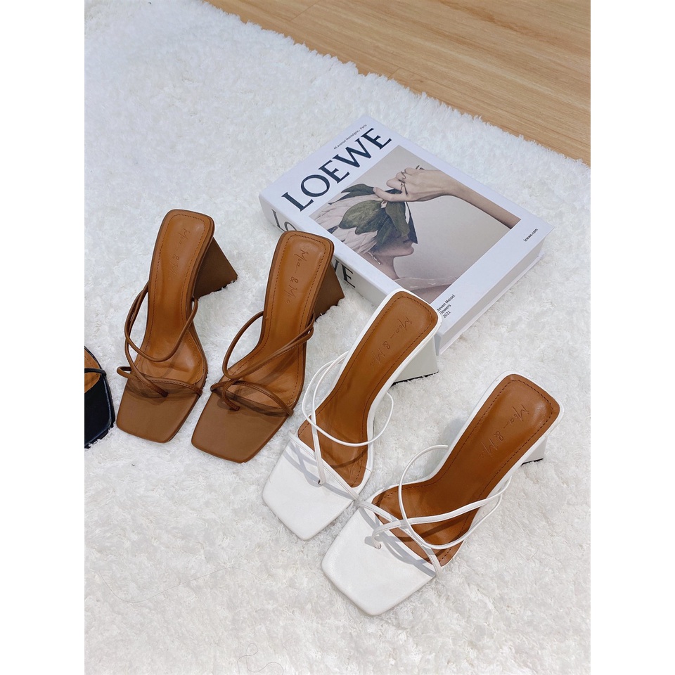 Guốc cao gót quai mảnh cao 7p, Giày sandal nữ cao gót 5 phân, Guốc gót tam giác
