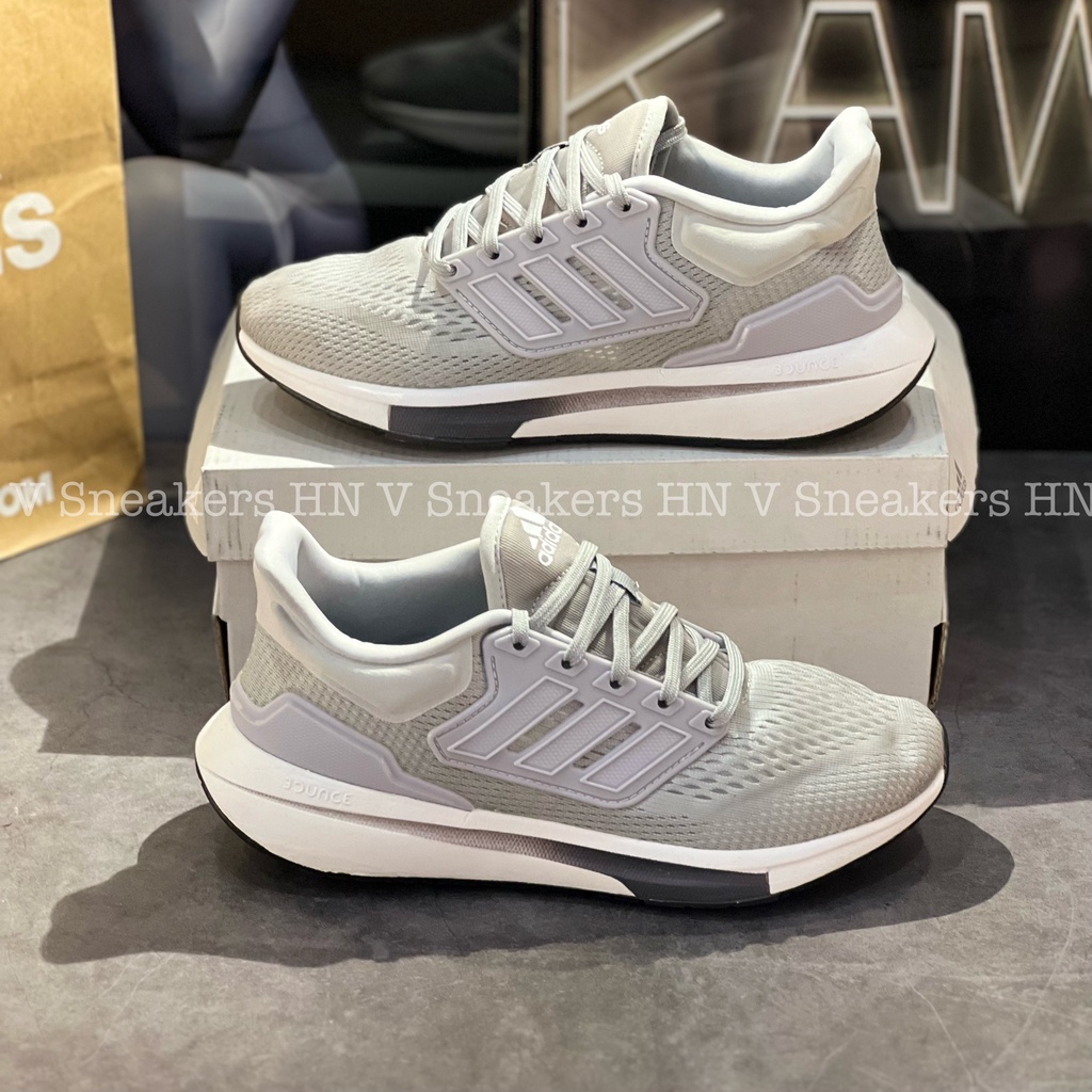 Giày Thể Thao Nam Adidas Alphabounce EQ21 - Giày Thể Thao Chạy Bộ Xám Trắng Adidas Grey Bản Xịn, Êm Chân, Form Chuẩn
