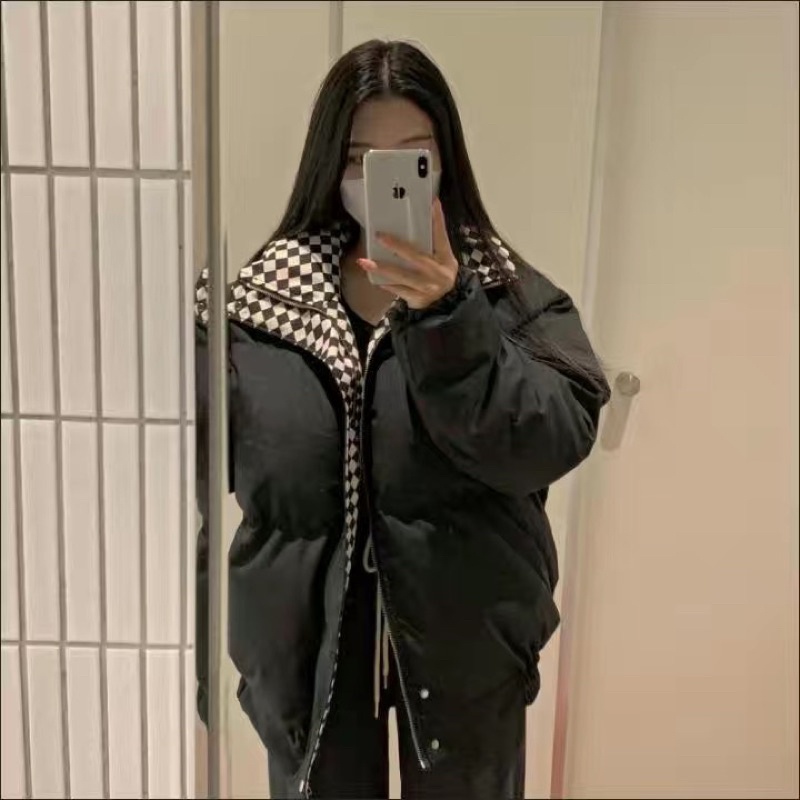 Áo phao béo phối cổ caro hot trend mẫu new