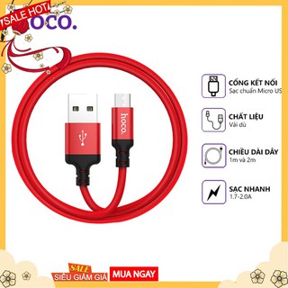 Cáp sạc nhanh hoco x14 dây dù 2.0a, cổng kết nối micro usb, dài 1m