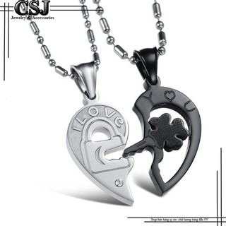 Dây chuyền cặp đôi tình nhân trái tim chìa khóa độc đáo trắng đen