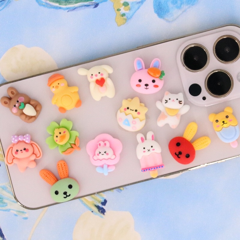 Set 10 charm dễ thương dán phụ kiện, ốp điện thoại, dép cross…