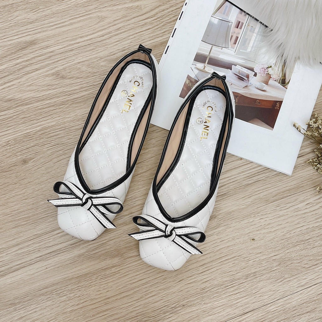 Ảnh thật Video Giày búp bê nữ viền nơ nhí mẫu mới da mềm êm chân siêu xinh