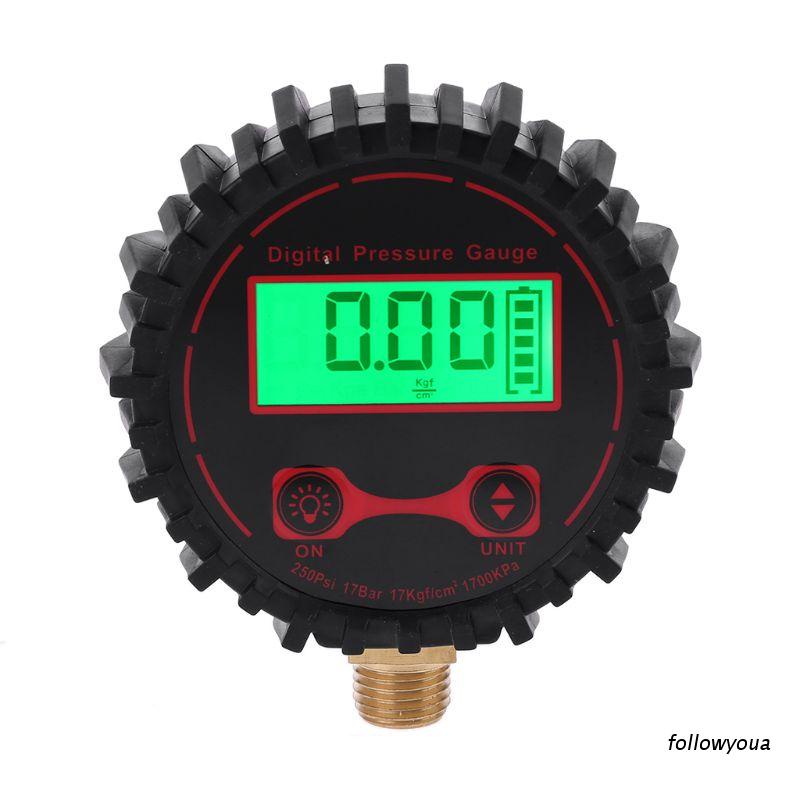 Đồng Hồ Đo Áp Suất Lốp Xe Kỹ Thuật Số 0-250 Psi 1 / 4 "Kèm Đèn Pin