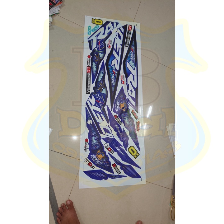 ( Quí khách vui lòng mang ra tiệm cho thợ dán ) Tem Raider Fi tổ ong xanh gp