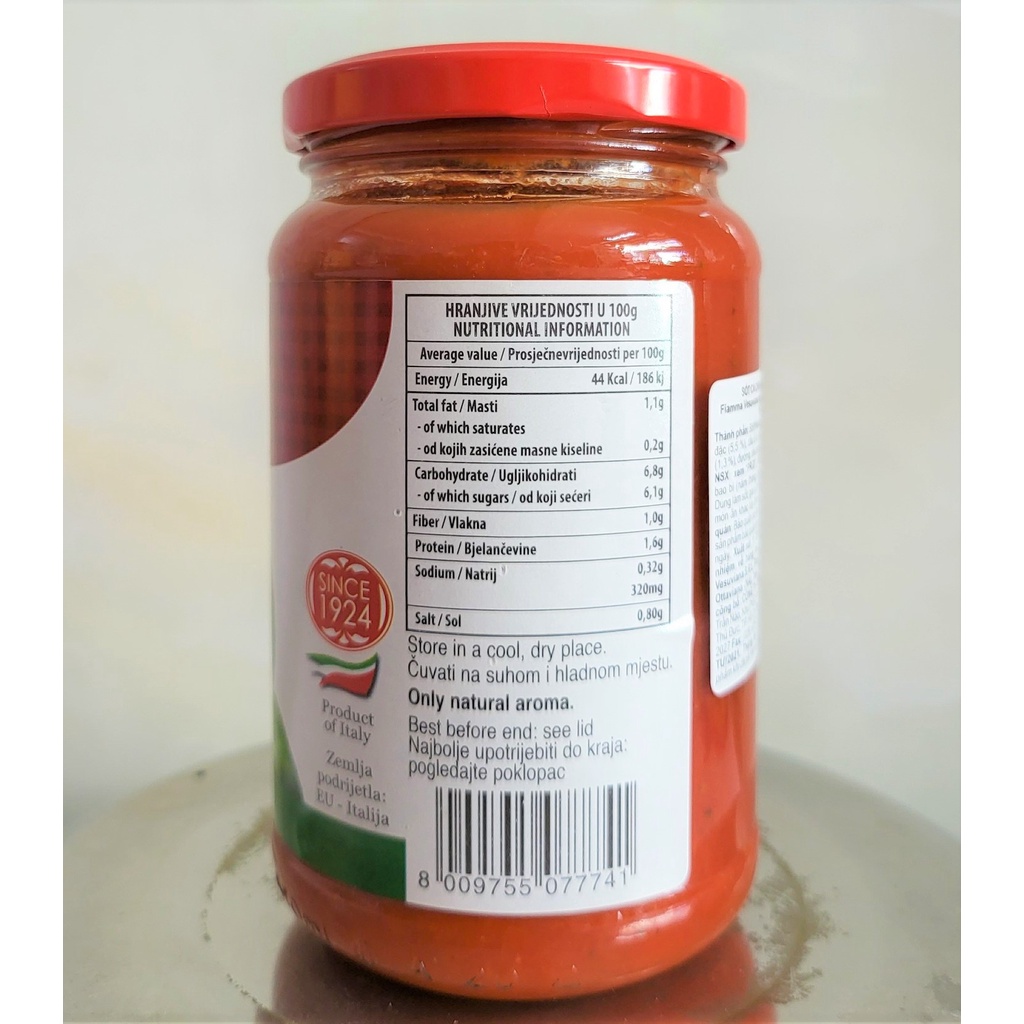 [350g – BASIL] XỐT MÌ Ý LÁ HÚNG QUẾ [Italia] FIAMMA Homestyle Basil Sauce (atu-hk)