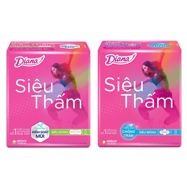 Băng Vệ Sinh Diana Siêu Thấm Maxi Có Cánh 8 Miếng