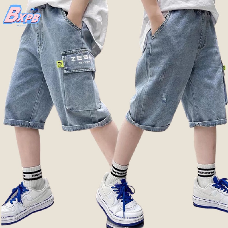 Quần short jeans BXPB ống rộng thời trang mùa hè cho bé trai