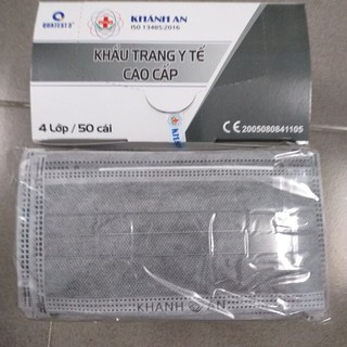 Khẩu trang xám Khánh An 4 lớp hộp 50 cái