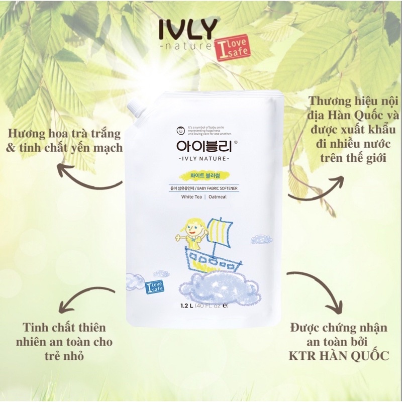 Nước giặt quần áo em bé ivly nature dạng túi 1200ml an toàn cho bé - ảnh sản phẩm 3