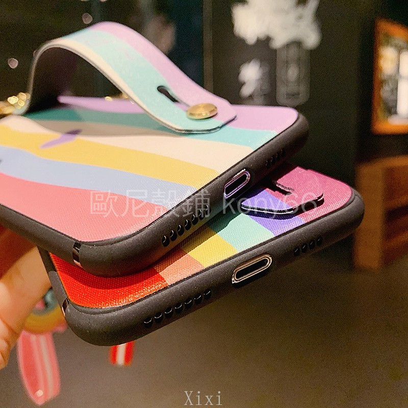 Ốp Điện Thoại Mềm Chống Rơi Họa Tiết Cầu Vồng Có Dây Đeo Cho Oppo Ax5S Ax7 R9S R11S R9 Plus R17 R15 Pro | BigBuy360 - bigbuy360.vn