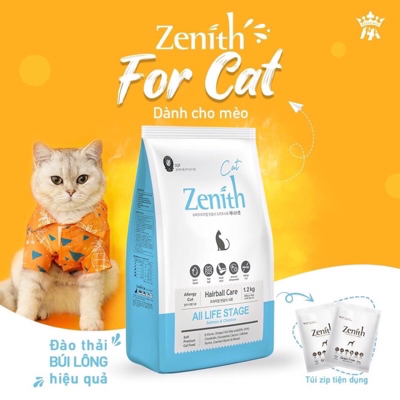 (1,2kg) Thức ăn hạt mềm cho mèo Zenith Cat Hairball