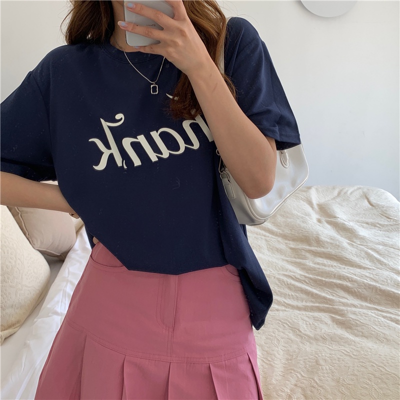 SUXI Áo Thun Nữ Mùa Hè Dáng Rộng Tay Ngắn In Chữ Hàng Mới