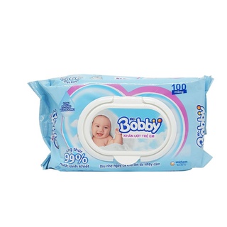 [Mã FMCG80 giảm 10% đơn từ 400K] [MKB Gift] Khăn Ướt Bobby Không Mùi 100 Miếng (Xanh)