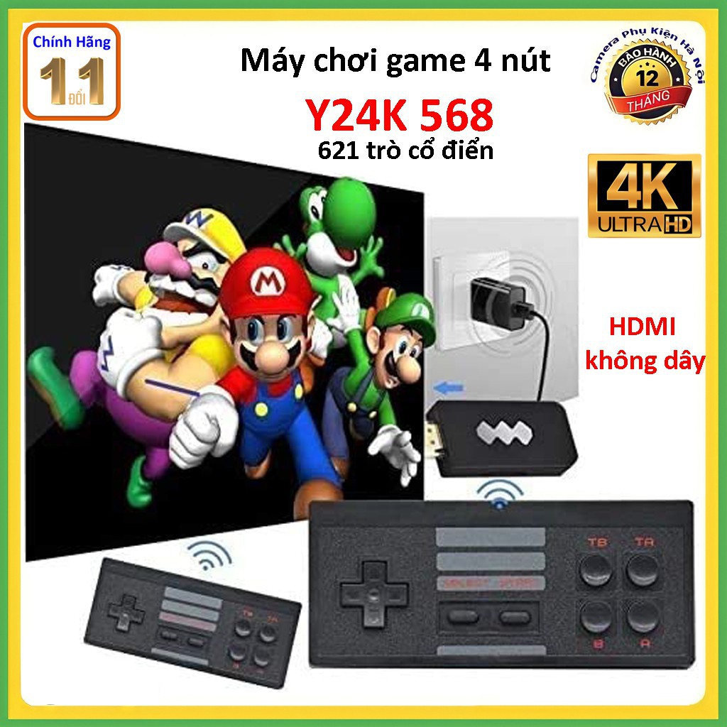 Máy Chơi Game Cầm Tay 4 Nút HDMI 568 Game Retro kết nối TV - Hỗ trợ Plug and Play