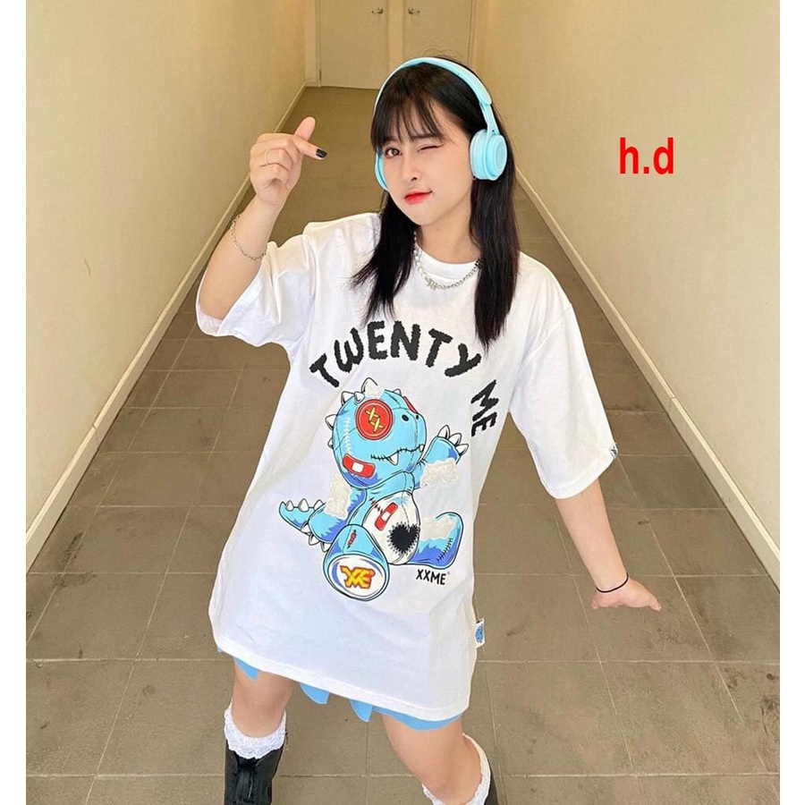 Áo thun khủng long form thụng chất cotton nam nữ mặc đẹp