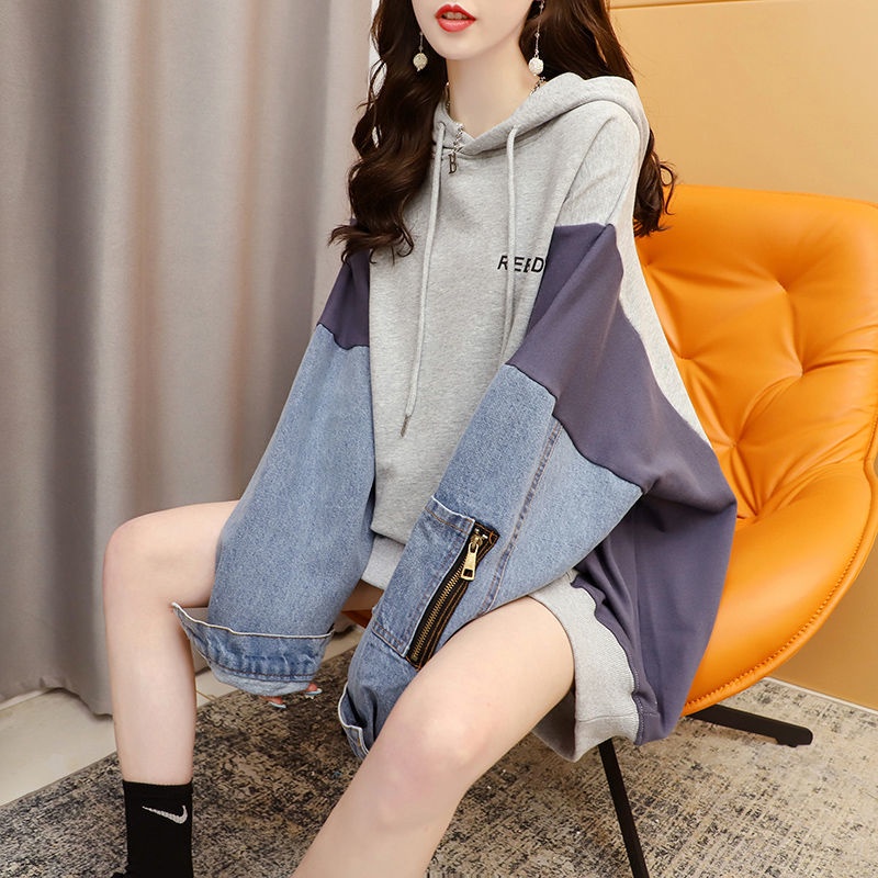 Áo khoác Denim dáng rộng phong cách đường phố Hàn Quốc cho nữ